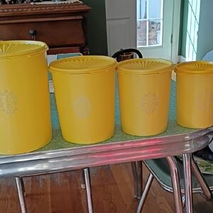 4 Vintage Yellow Tupperware Nesting Canisters